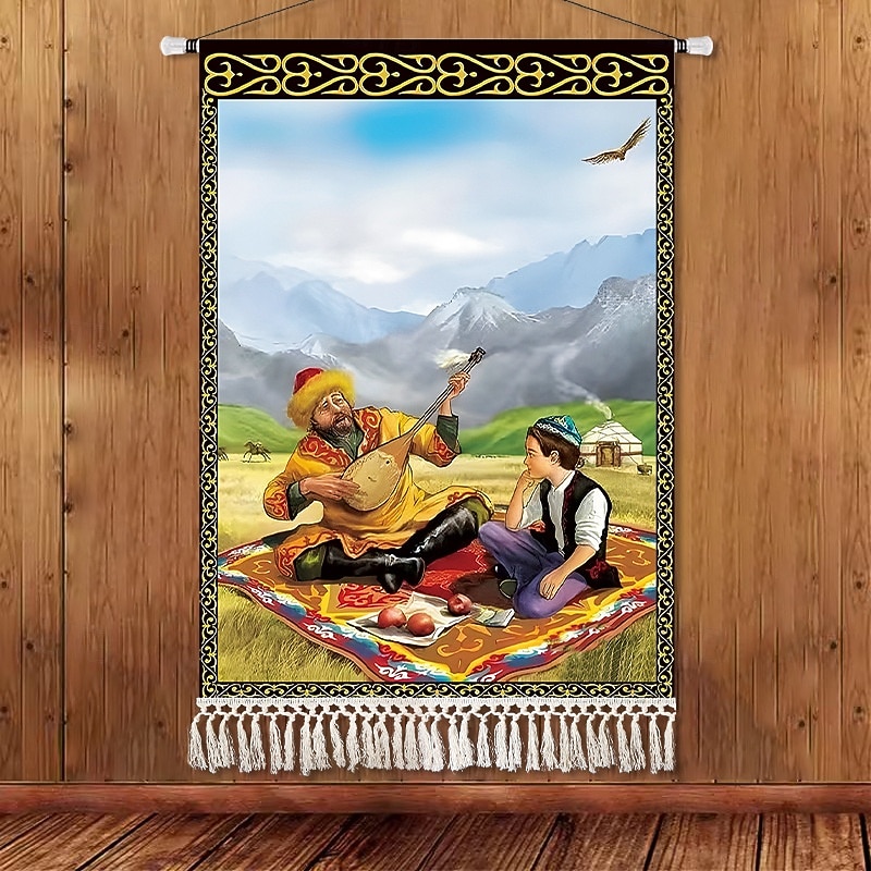 Skönhet Uyghur etnisk stil väggtapet konstnärlig bakgrundsdekoration boho hängande konst för sovrum vardagsrum eller café 2025 - $14.99 –P4