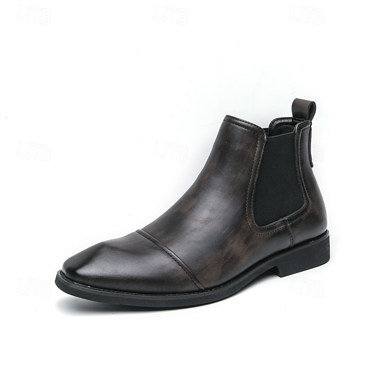 Homme Bottes Bottes Chelsea Rétro Marche ancien Quotidien Cuir PU Confortable Bottines Mocassin Noir Marron Printemps Automne Hiver de 2025 ? $46.99 –P2