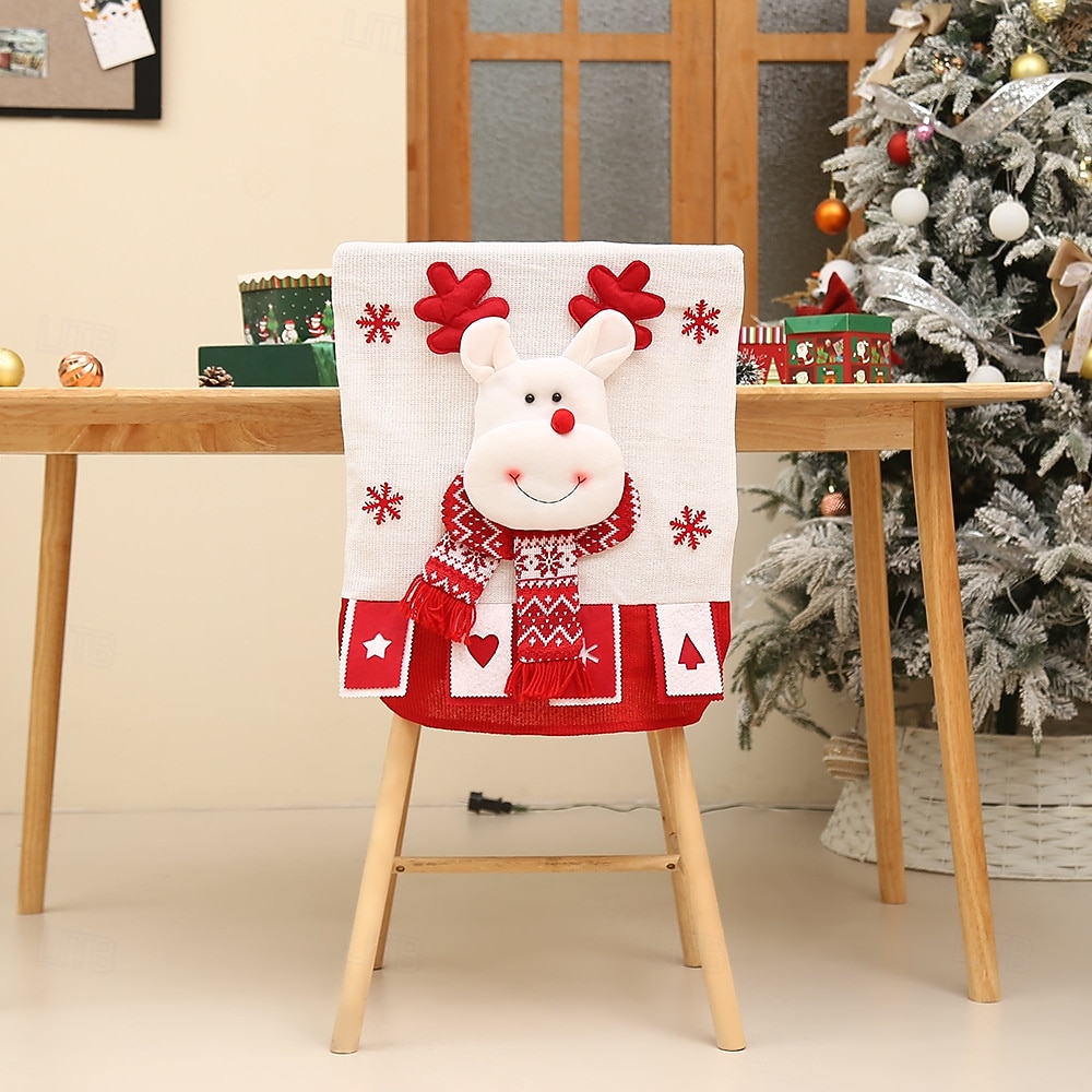 huse de scaun de Crăciun, huse de scaun din pluș 3D cu Moș Crăciun, huse de scaun din material textil cu desene animate festive pentru masa de sufragerie și decorarea casei de sărbători 2025 - $13.99 –P10