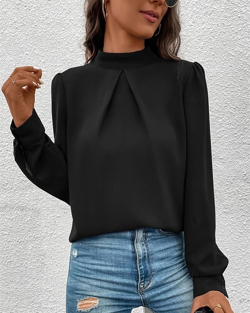 Γυναικεία Πουκάμισο Κομψή Φιλάρεσκος Σατέν Μπλούζα Συμπαγές Χρώμα Στυλάτο Καθημερινό Μακρυμάνικο Ζιβάγκο Κανονικά μπλουζάκια Καθημερινά Εξόδου Μαύρο Κίτρινο Πράσινο Ανοικτό Ρουμπίνι Βυσσινί 2026 - $27.99 –P13