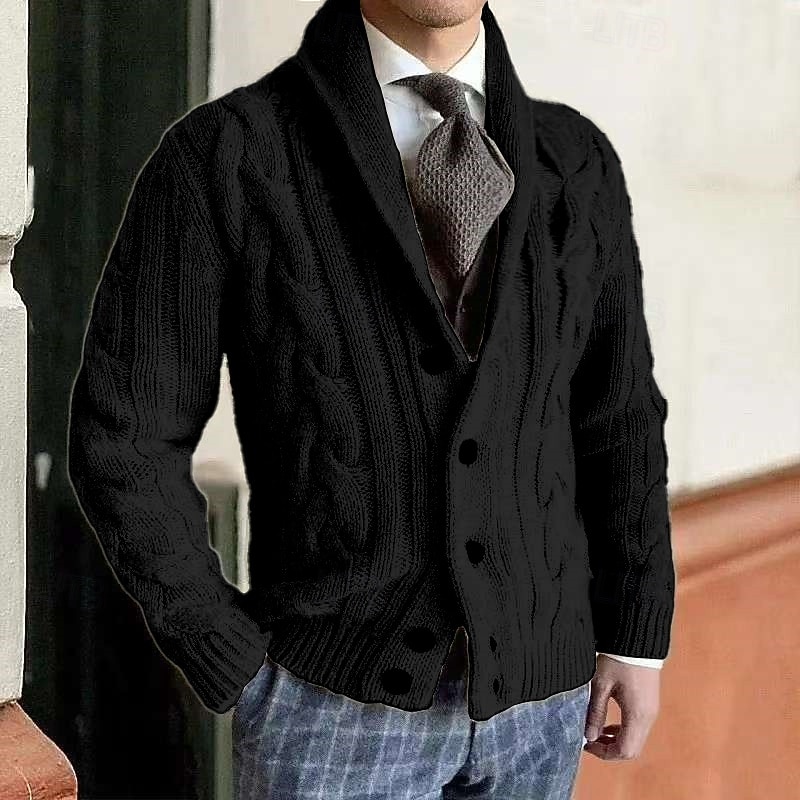 Bărbați Pulover Rochie Pulover Pulover Cardigan Striat Cablu Tricotat Topuri obișnuite Tricotat Simplu Șal  Guler Vacanță Modă Casual Purtare Zilnică Îmbrăcăminte Primăvară Toamnă Negru Gri Închis M 2026 - $39.99 –P5