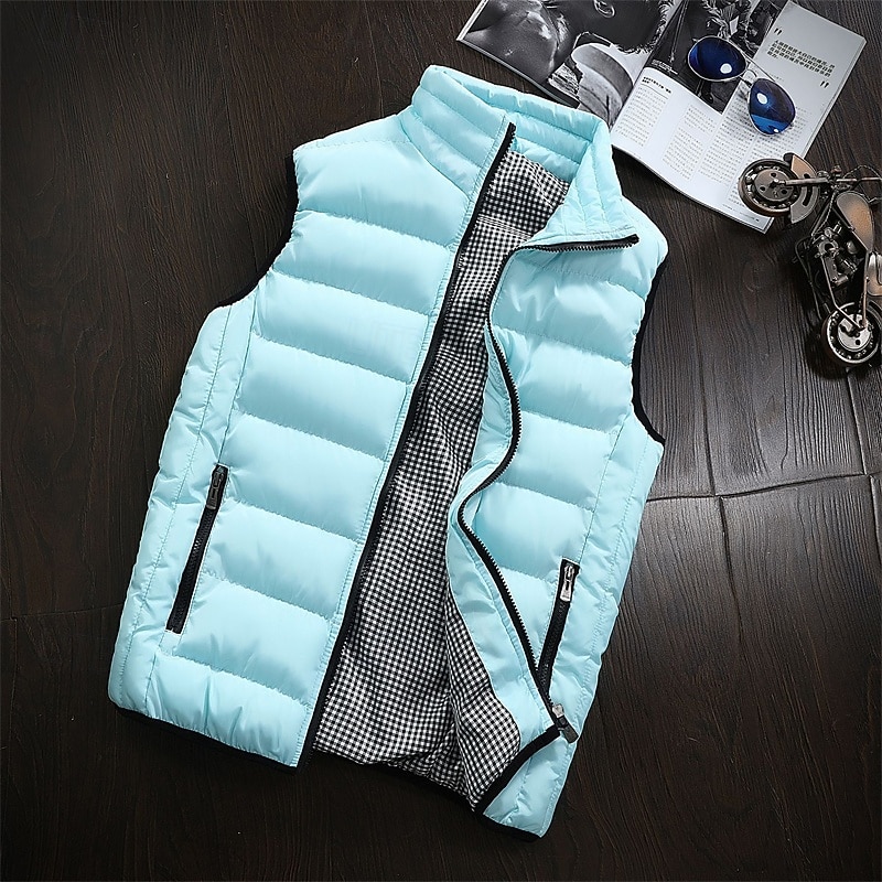 Ανδρικά Γιλέκο Puffer Veste Gilet Διακοπές Καθημερινά Ημερομηνία Μοντέρνα Καθημερινό Φθινόπωρο Χειμώνας Τσέπη Πολυεστέρας Διατηρείτε Ζεστό Άνετο Συμπαγές Χρώμα Φερμουάρ Όρθιος Γιακάς Κανονικό 2026 - $29.99 –P15
