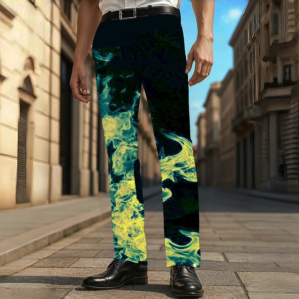 Homens Impressão 3D Labareda Social Calças Calça casual Cintura Média Casual Ao ar livre Férias Diário Verão Primavera Outono Impressão 3D Laranja Verde de 2026 por $29.99 –P2