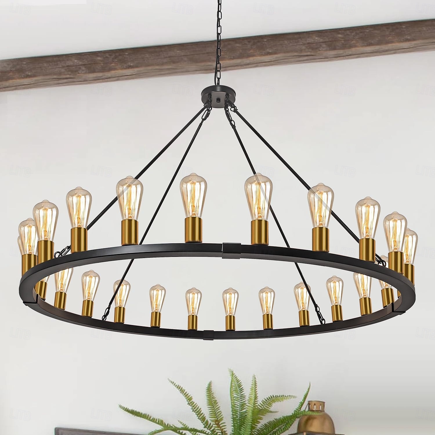 lampadario a led nero su ruote 20-luce grande lampadario rustico rustico di campagna lampada industriale per sala da pranzo soggiorno cucina isola foyer corridoio del 2026 a $469.49 –P5
