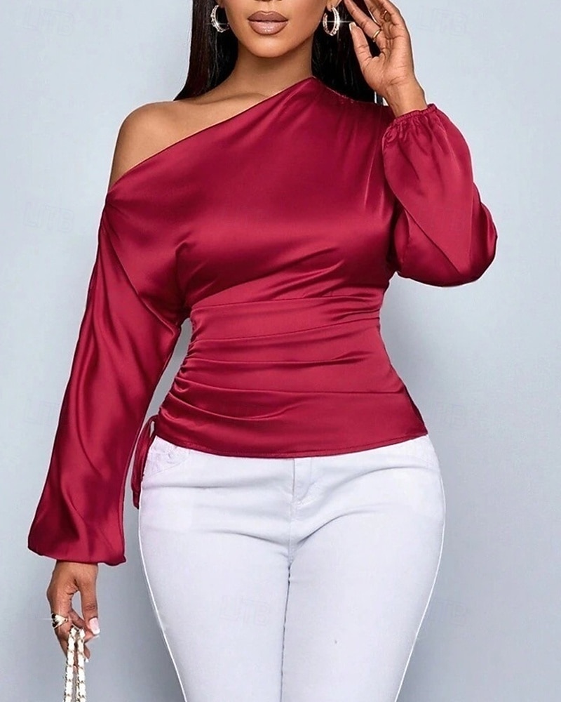 نسائي قميص أنيقة متأنق بقعة سهل أنيق كاجوال كم طويل جفاء قمصان عادية مناسب للبس اليومي مناسب للخارج غير المتماثلة أصفر وردي بلاشيهغ أحمر مشمشي الربيع الخريف 2025 - $23.99 –P5