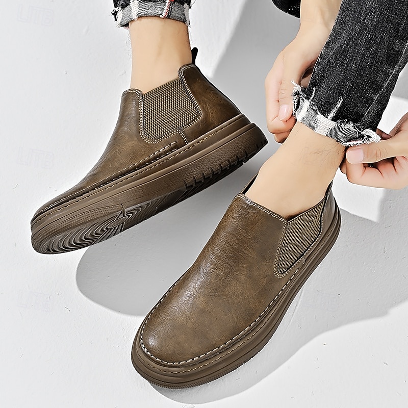 Baskets Chelsea grises à enfiler pour homme – Mocassins décontractés à tige basse avec empiècements latéraux élastiques pour un usage quotidien, les déplacements et les tenues décontractées de 2025 ? $54.99 –P8