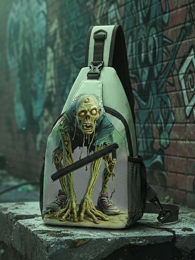 Męskie Torba przez ramię Saszetka na klatkę piersiową Torba na ramię Poliester Na zewnątrz Halloween Codzienne Zamek Nadruk Duża pojemność Lekki Multi Carry Czaszka Czarny / Złoty Czarny / Czerwony 2025 - $24.99 –P2