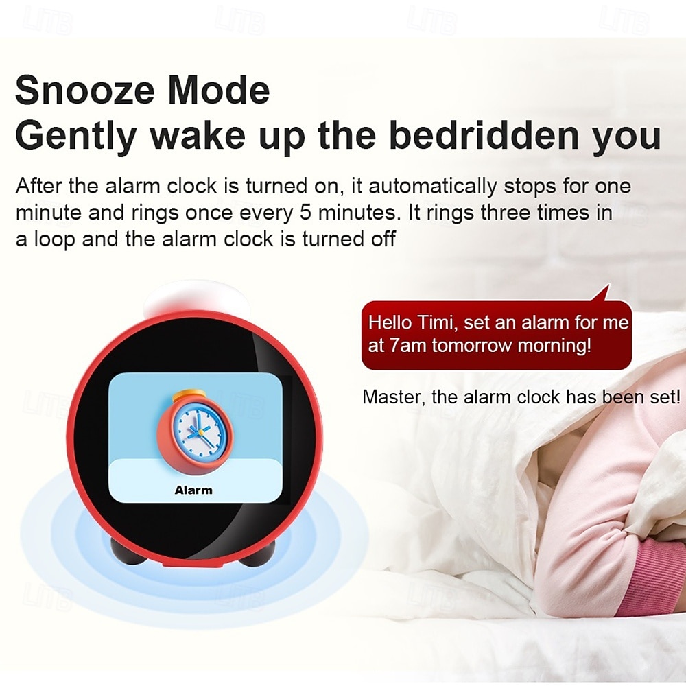 2025年 人気のスマートAI目覚まし時計、子供用液晶ディスプレイ、充電式バッテリー、Wi-Fi機能、AI音声制御スマートキッズタイマー  コレクション – $46.99 –P11