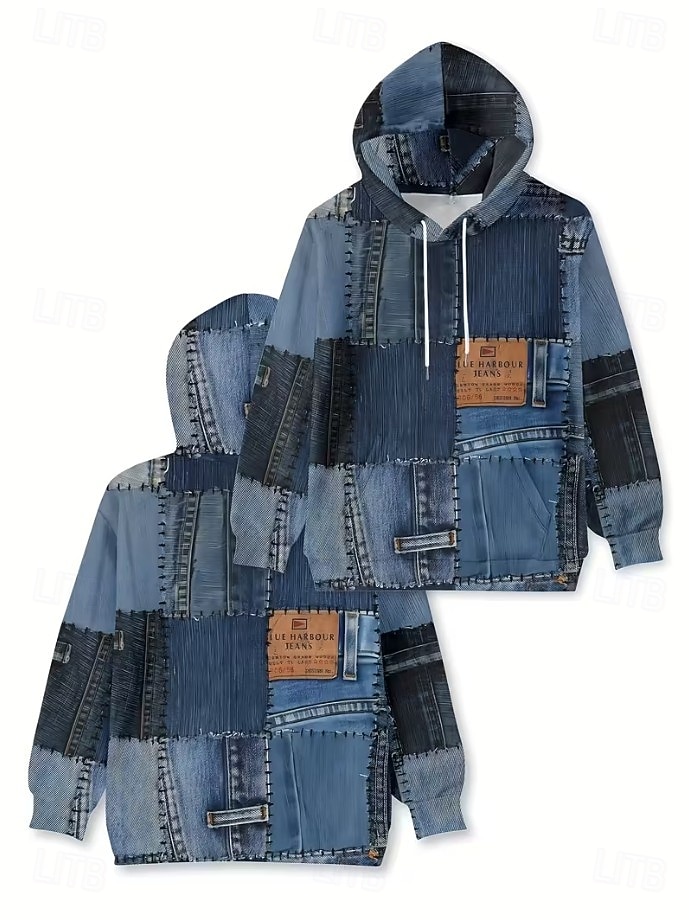 Mujer Sudadera con capucha Pullover Retazos Estampado Bolsillo delantero Graphic Geométrico Punk Activo Vintage Manga Larga Con Capucha Tops regulares Calle Uso Diario Azul Piscina Azul vaquero 2026 - $28.99 –P3