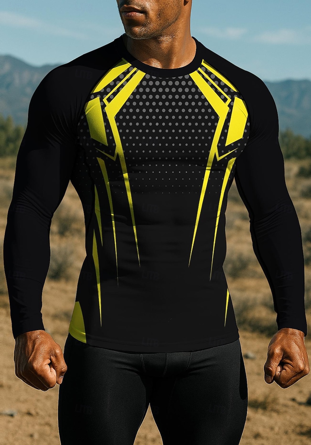 Муж. Футболка для бега Спортивная рубашка Фитнес-рубашка Рубашка тренировки Беговой верх Длинный рукав Футболка Футболка Геометрический принт UPF 50 Устойчивость к УФ Мягкий Впитывает пот и влагу 2026 - $18.99 –P3