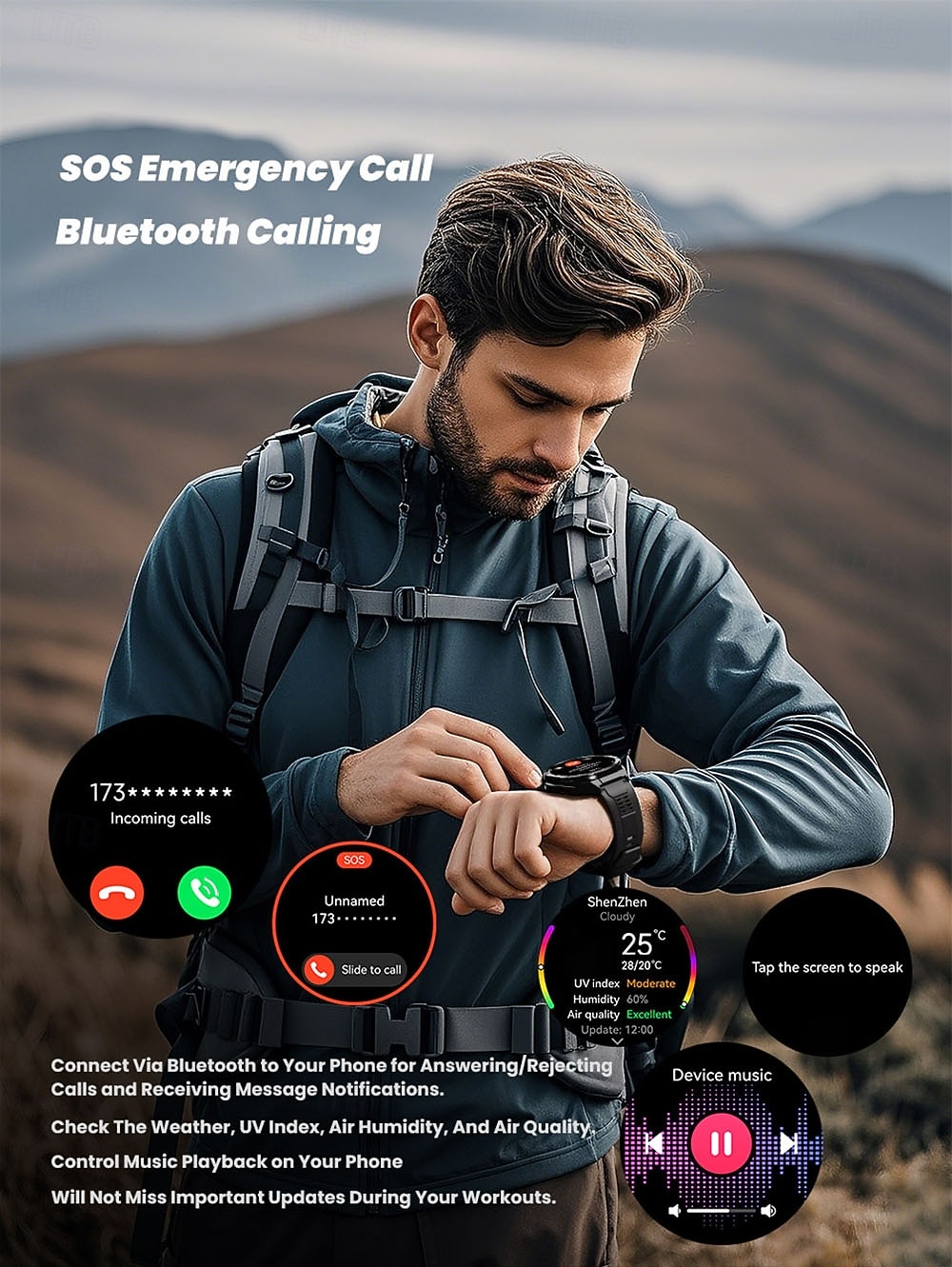X28 Smart Watch 1.43 inch Smartwatch Fitness Running Watch Bluetooth Pedometer Call Reminder Activity Tracker Compatible with Android iOS Women Men GPS Long Standby Waterproof IP68 22mm Watch Case 2025 - $64.99 –P11