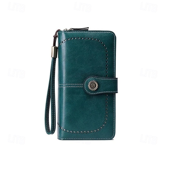 rfid antimagnetisk lång plånbok för kvinnor med dragkedja i läder med stor kapacitet, snygg kreditkortshållare med bifold-organisatör, modern handväska för dagligt bruk 2026 - $25.99 –P14