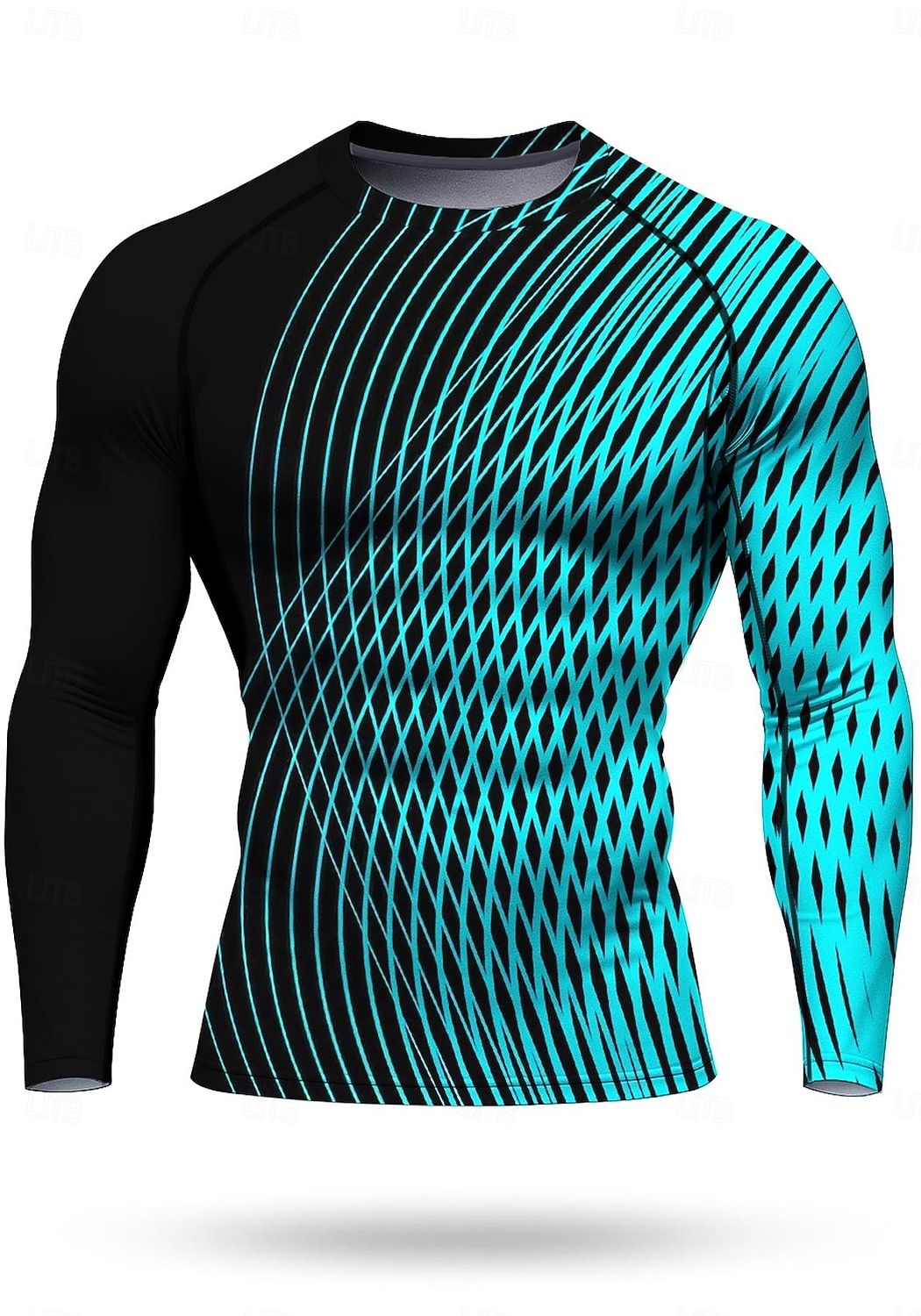 Муж. Футболка для бега Спортивная рубашка Фитнес-рубашка Рубашка тренировки Беговой верх Длинный рукав Футболка Футболка Геометрический принт UPF 50 Устойчивость к УФ Мягкий Впитывает пот и влагу 2025 - $18.99 –P1
