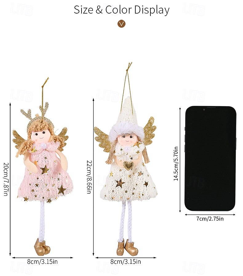3 ks vánočních andělských ozdob, závěsné dekorace andělů z sobích parohů, figurky růžových okřídlených andělských dívek, malé ozdoby na stromeček, sváteční dekorace 2025 - $16.99 –P1
