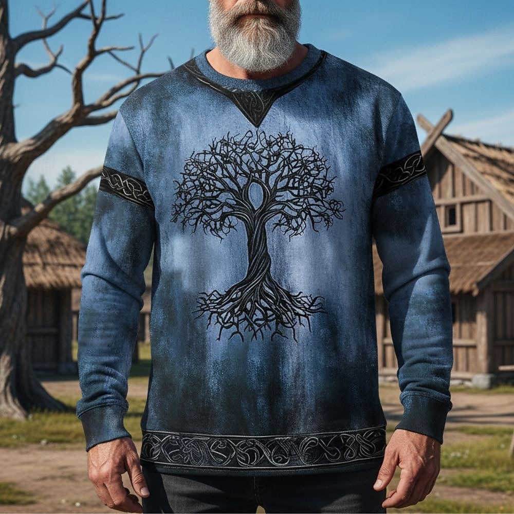 Per uomo Maglia Blu Verde Cachi Girocollo Albero della vita Yggdrasil Nodo celtico Stampato Casuale Quotidiano Abbigliamento casual alla moda Vintage Vichingo Autunno Inverno Abbigliamento Felpe con del 2026 a $29.99 –P1