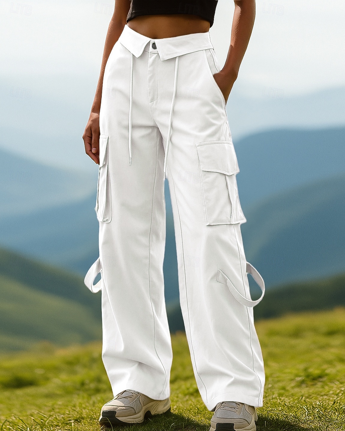 Damskie Spodnie cargo Spodnie turystyczne spodnie turystyczne Wiosna Jesień Na wolnym powietrzu Regularny Odporność na wiatr Szybkie wysychanie Oddychający Spodnie Ściągana na sznurek Kieszeń Czarny 2026 - $31.99 –P6