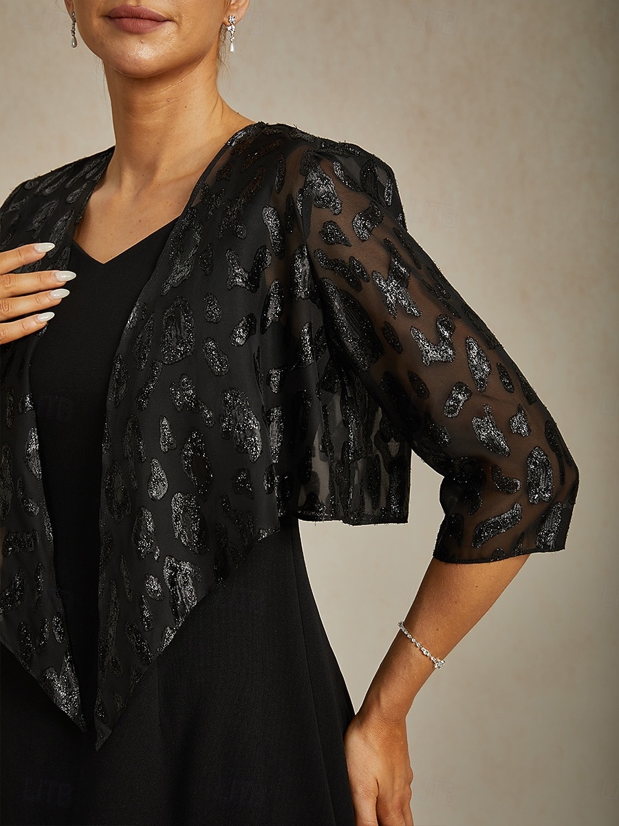 Per donna Top Eleganti Top fluidi Top in chiffon Animale Leopardo Elegante Scollo a V Top Regolari Nero Primavera del 2025 a $49.99 –P3