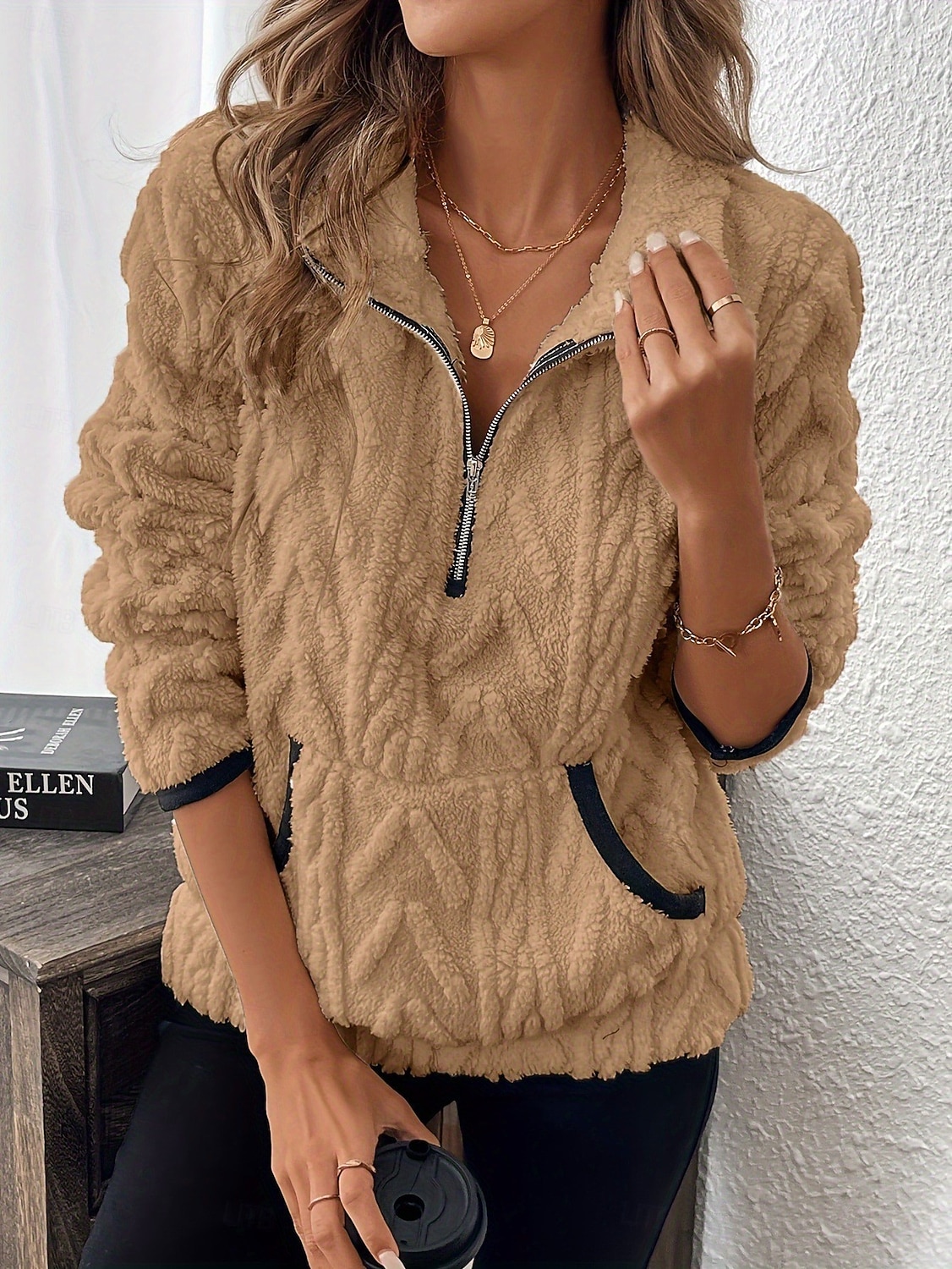 Damen Pullover Sweatshirt Lässig Langarm Rundhalsausschnitt Normale Oberteile Blau Weiß Rosa Wein Purpur Sommer Herbst Winter 2026 - $33.99 –P8