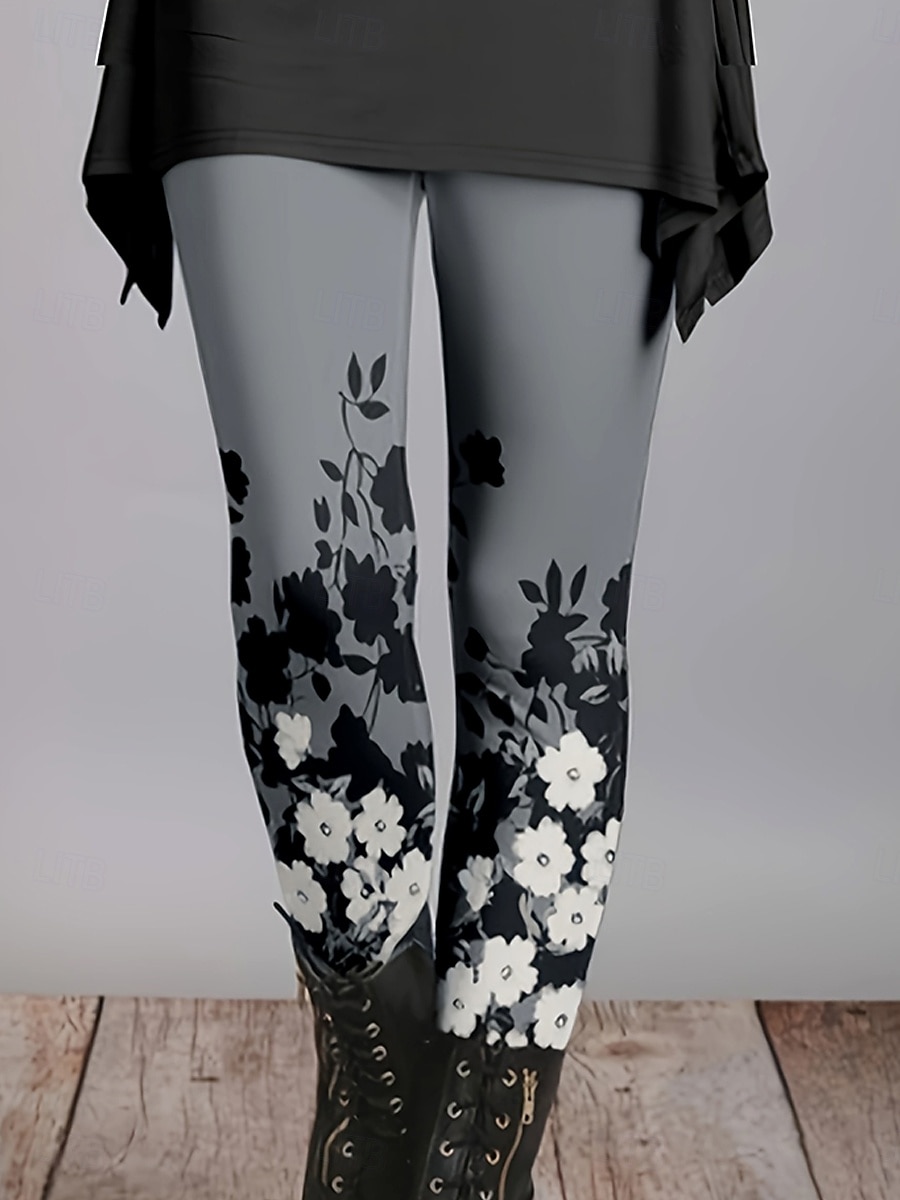 Mujer pantalones Polainas Leggings cómodos Vacaciones Vintage Ropa de calle Hasta el Tobillo Cintura Media Graphic Flor Cintura elástica Estampado Confortable Al Aire Libre Cómodo Alta elasticidad 2026 - $21.99 –P2