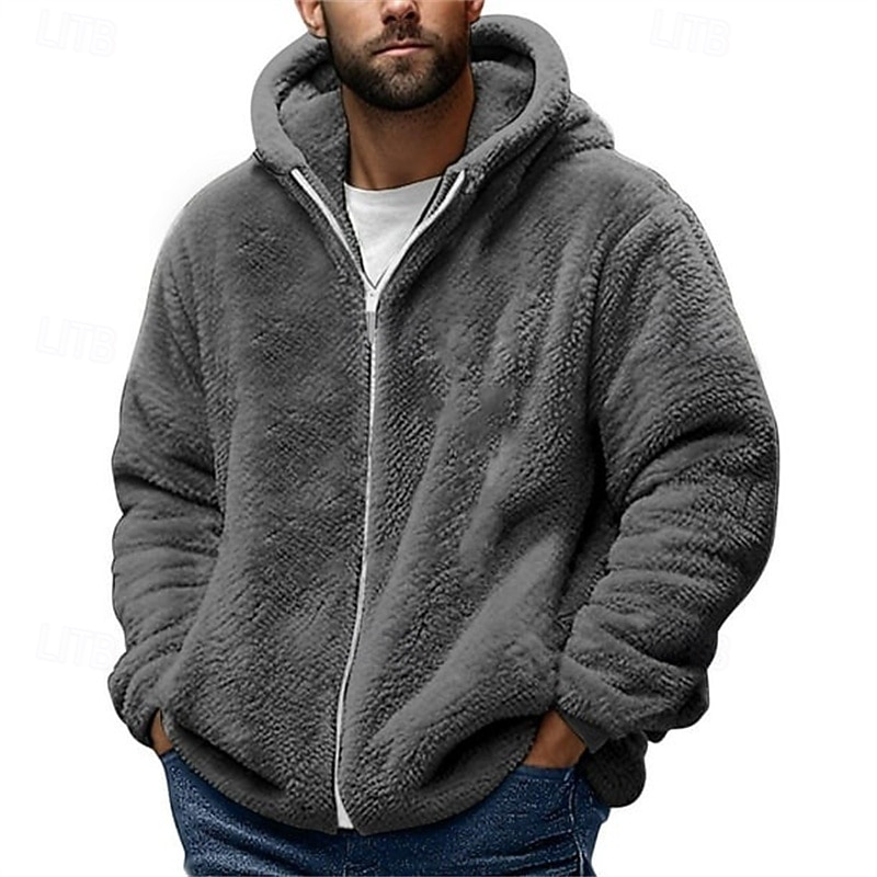 Per uomo Felpa con cappuccio Felpa con cappuccio a zip intera Giacca in Pile Nero Rosa Verde militare Blu marino Blu Reale Con Cappuccio Semplice Tasca Sport & Outdoor Quotidiano Ferie Poliestere del 2025 a $34.99 –P8