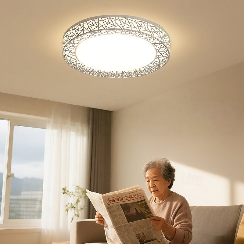 Modern Round LED Ceiling Light, Creative Metal Acrylic Design Lighting Dimmable with Remote Control Minimalist Ceiling Lamp Living Room Lamp Hallway, Bedroom 2025 - $192.99 –P1