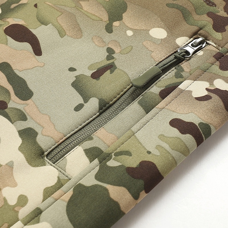 Homens Casaco exterior Jaqueta Softshell Jaqueta de Trilha Férias Diário A Prova de Vento À Prova-de-Água Bolsos Outono Inverno Tecido Côr Camuflagem Moda Clássico Com Capuz Padrão Cinzento Verde de 2026 por $47.99 –P11