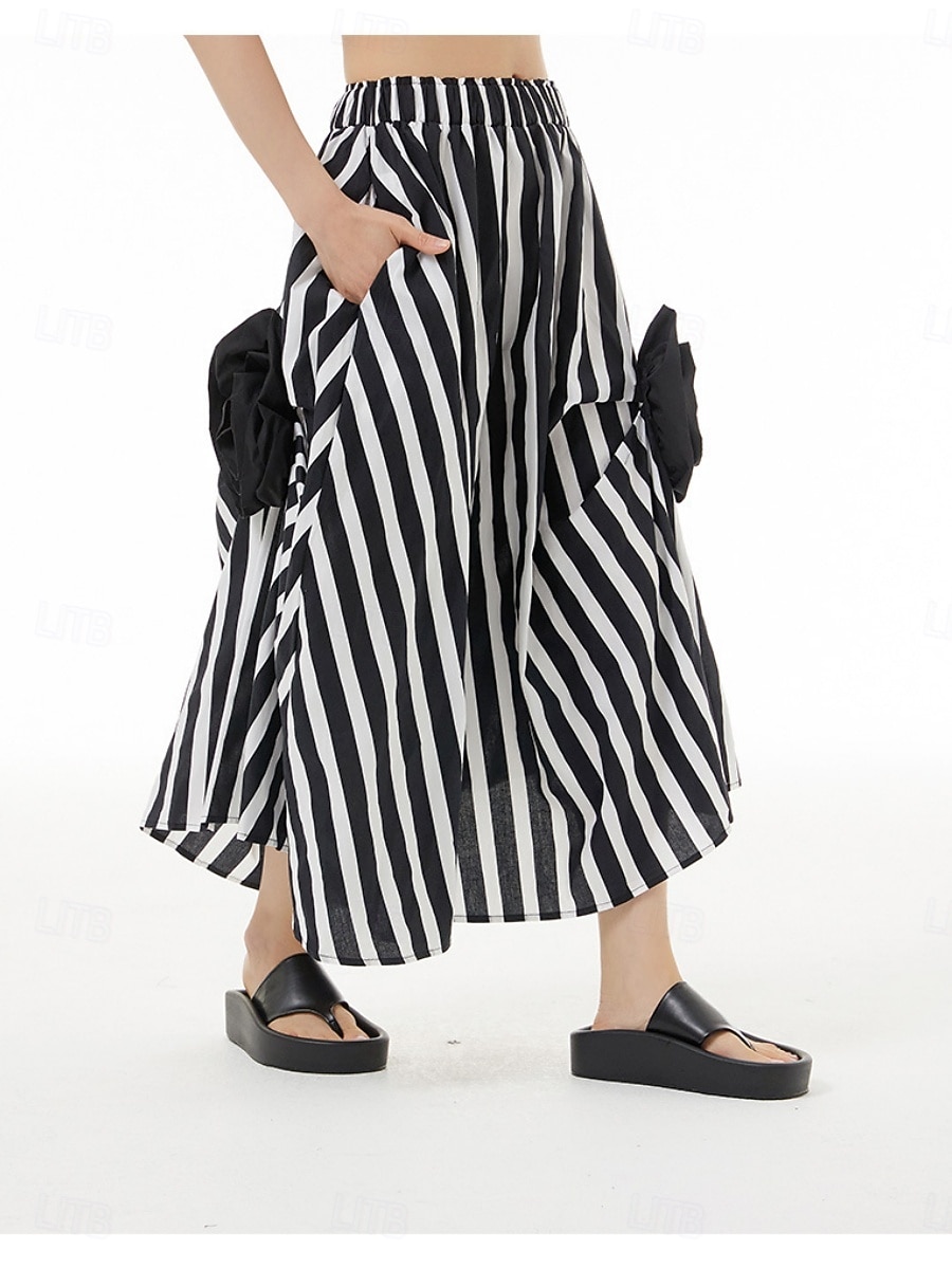 Per donna Gonna Linea A Moda Casual Maxi Vita Alta Gonne A Pois Tasca Elasticizzato Streetwear Quotidiano Bianco e nero Nero / Bianco Nero Bianco Primavera Cotone del 2025 a $57.99 –P5