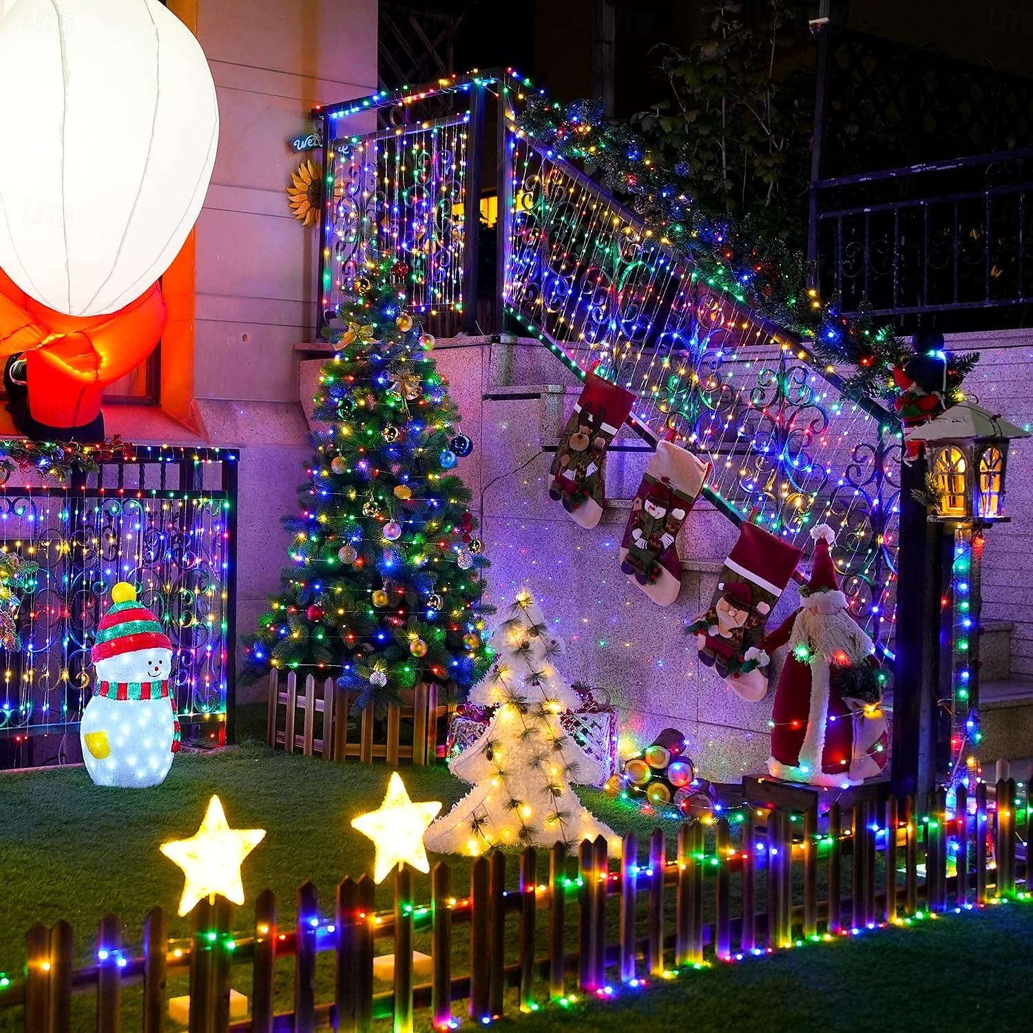 Lot de 2 guirlandes lumineuses à 200 LED, 20 m/66 pieds, pour Noël, Halloween, mariage, fête, festival, décoration intérieure et extérieure, avec boîtier à piles étanche AAA et télécommande de 2025 ? $22.99 –P5