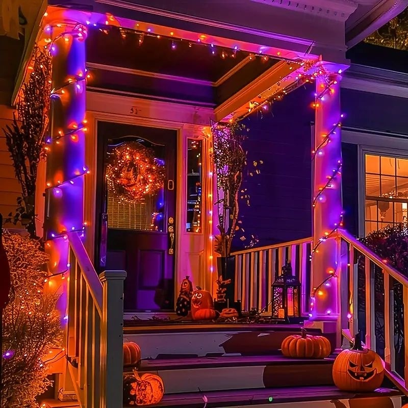 1 stuk zonne-lichtsnoer Halloween buitendecoratie IP65 waterdicht zonne-sprookjesachtige twinkelende lichtjes 8 verlichtingsmodi geschikt voor Halloween, Kerstmis, feest, boom, bruiloft, tuin, balkon, 2025 - $12.99 –P1