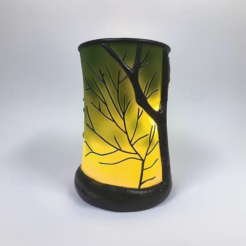 מנורת סביבה בהשראת טבע יער מנורת שולחן סביבה ביער לקריאה עץ שרף צנצנת תאורת לד לסלון חדר שינה עיצוב משרד ביתי 2026 - $35.99 –P4