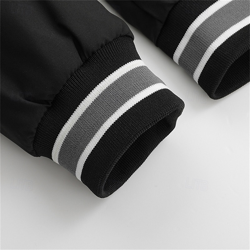 Homens jaqueta leve Jaqueta casual Casaco com capuz Férias Diário Respirável Bolsos Primavera Outono Listra Moda Clássico Com Capuz Padrão Preto Verde Tropa Casaco de 2026 por $49.99 –P14