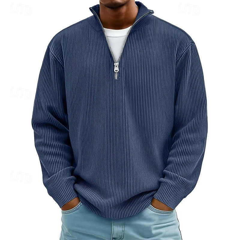 Per uomo Polo Polo con zip a un quarto Abbigliamento quotidiano Data Zip a un quarto Manica Lunga Moda Essenziale Semplice Cerniera Primavera Autunno Vestibilità regolare Nero Bianco Vino Blu marino del 2025 a $31.99 –P6