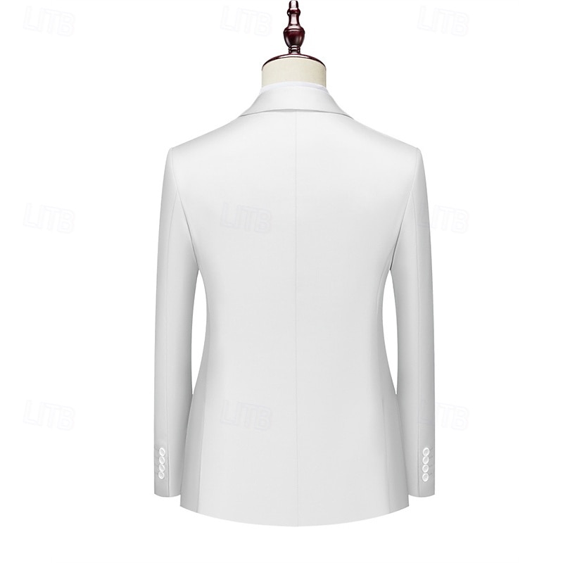 Homme Blazer Affaires Cocktail Fête de mariage Mode Occasionnel Printemps Automne Polyester Uni Avec Poches Boutons Confortable Double Boutonnage veste Noir Blanche Jaune Rose Claire de 2025 ? $71.99 –P4