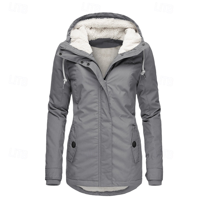 Femmes Manteau d'Hiver Veste à Capuche Chaud Confortable Fermeture éclair Avec Poches Occasionnel Uni Extérieur Vacances Tenue quotidienne Week-end Régulier À capuche Coupe régulière manche longue de 2025 ? $53.99 –P11