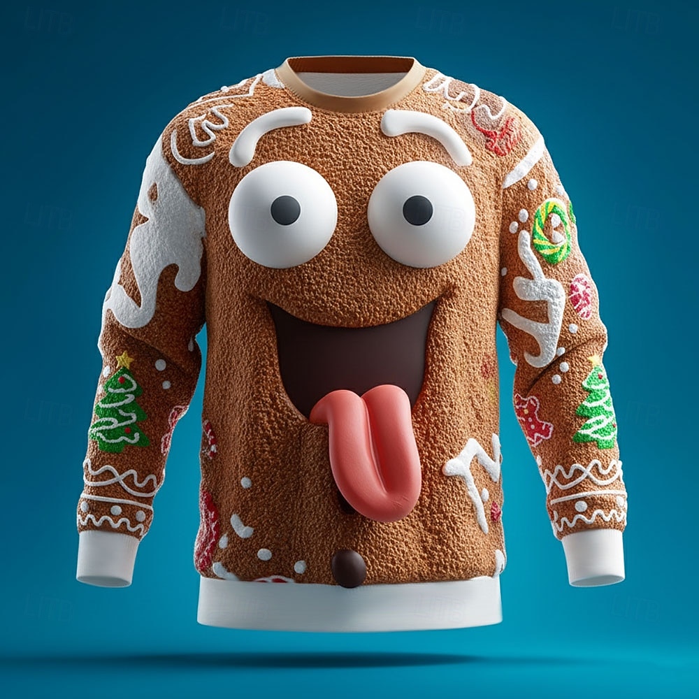 Christmas Men's Gingerbread Sweatshirt Cool Party 3D Long Sleeve Crew Neck Vacation Party Gift Brown Brown 2 Brown 4 Brown 3 Crewneck 3D All Seasons Designer S M L XL XXL XXXL 2026 - $32.99 –P2