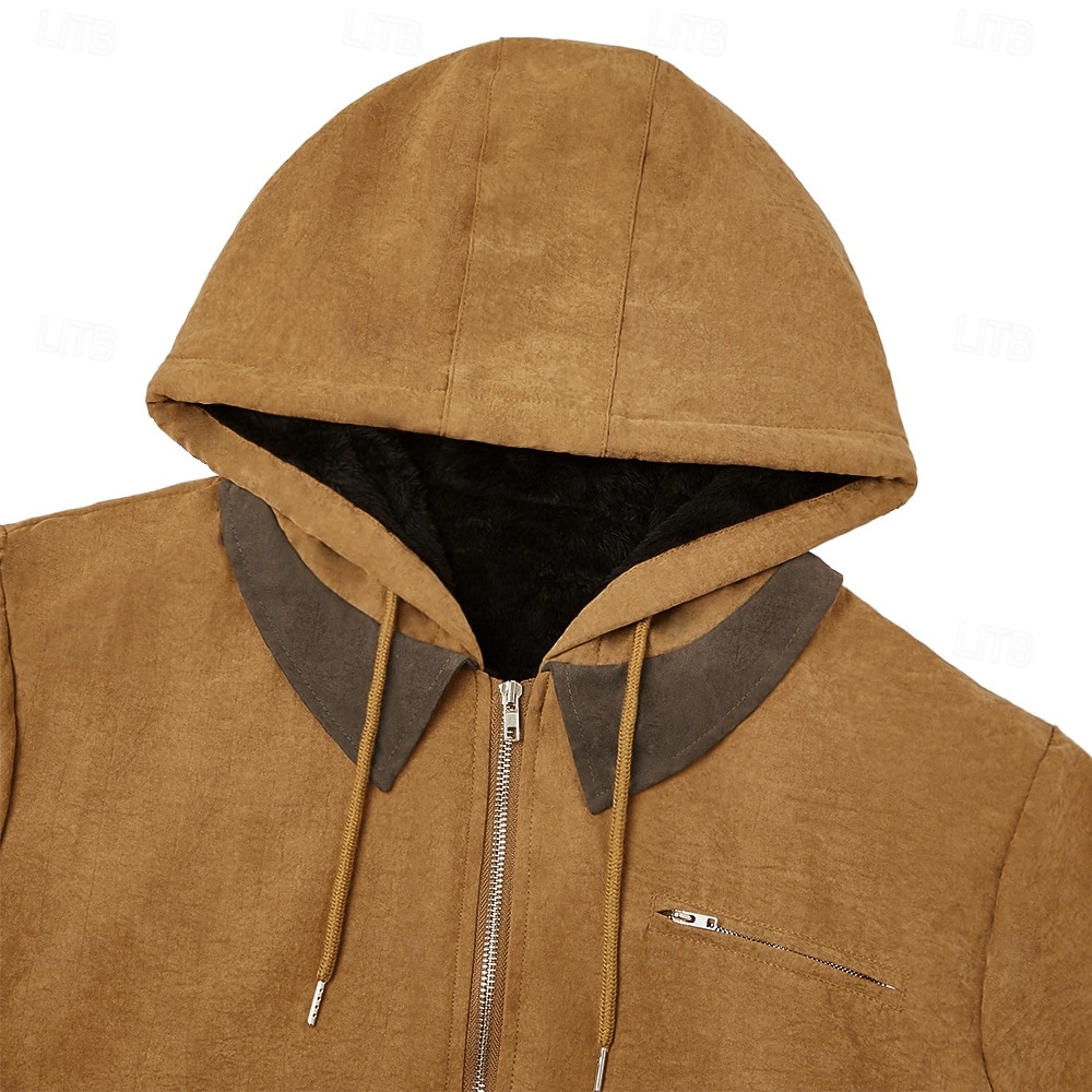 Pánské Kapuce Mikina s kapucí na zip Šerpa Linend Armádní zelená Vodní modrá Hnědá Šedá Kapuce Bez vzoru Kapsy Sporty a outdoor Denní Dovolená Vinobraní Šik ven Na běžné nošení Podzim zima Oblečení 2025 - $39.99 –P5