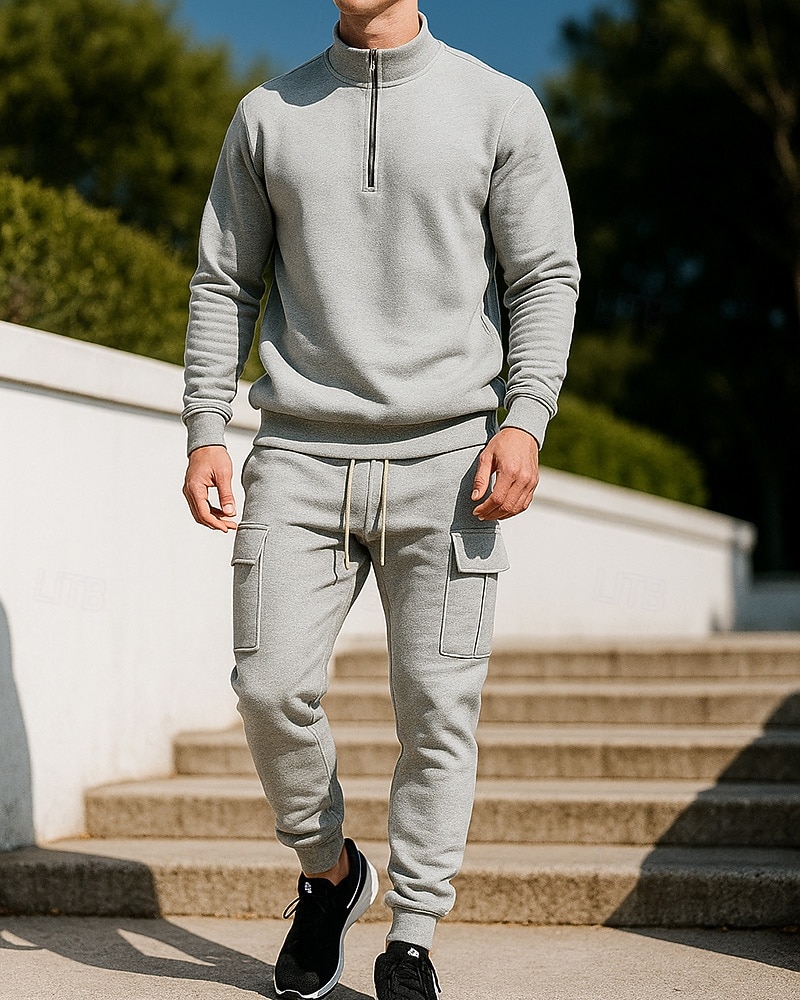 Per uomo Tuta da 2 pezzi Set di tute in pile Abiti da salotto Cerniera a un quarto Tinta unita Completo Abbigliamento Autunno & Inverno Nero Bianco All'aperto Viaggio Sportivo cascante Caldo Manica del 2025 a $45.99 –P9