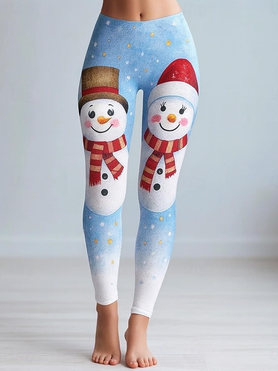 Dame Leggings Ferie Årgang Mote Full lengde Høy MidjePantsJul Grafisk Jul Printer Hold Varm Myk Pustende Elastisk Formell utendørs Feriereise Blå Grønn Sommer Vår Høst Vinter Slank Fasong 2025 - $23.99 –P2
