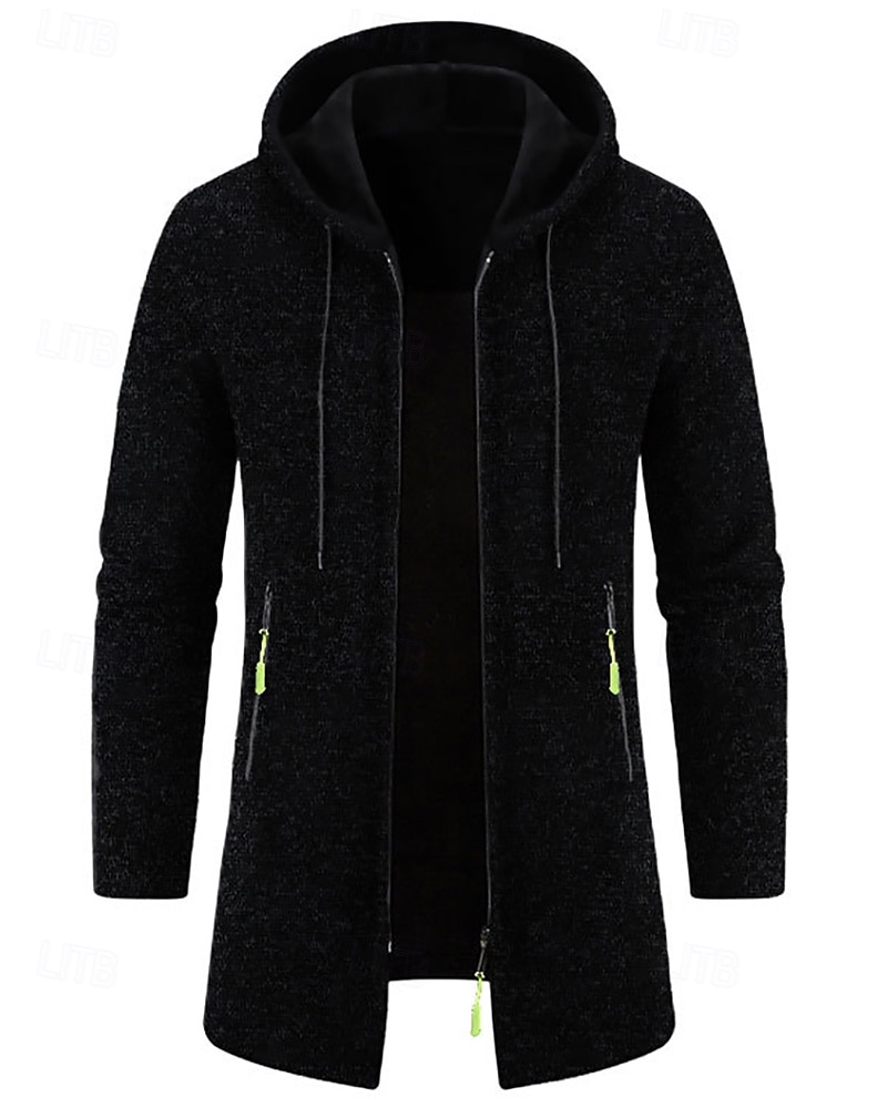 Férfi Felöltő Ballonkabát Hosszú Trench kabát Vakáció Napi Tavasz Tél Poliészter Szélbiztos Melegen tartani Felsőruházat Ruházat Divat Klasszikus Sima Zseb Kapucni Cipzár 2026 - $27.99 –P14