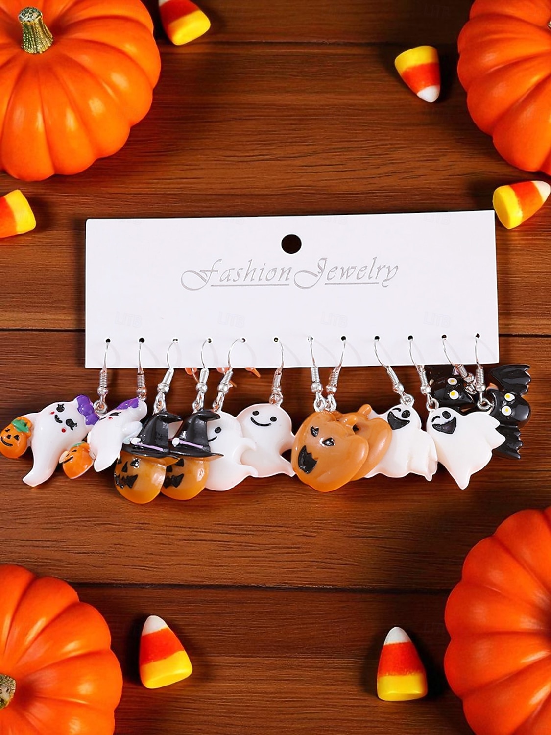 أقراط نسائية على شكل قرع وشبح الهالوين - أقراط متدلية لطيفة من الأكريليك لحفلات الهالوين 2025 - $11.99 –P5