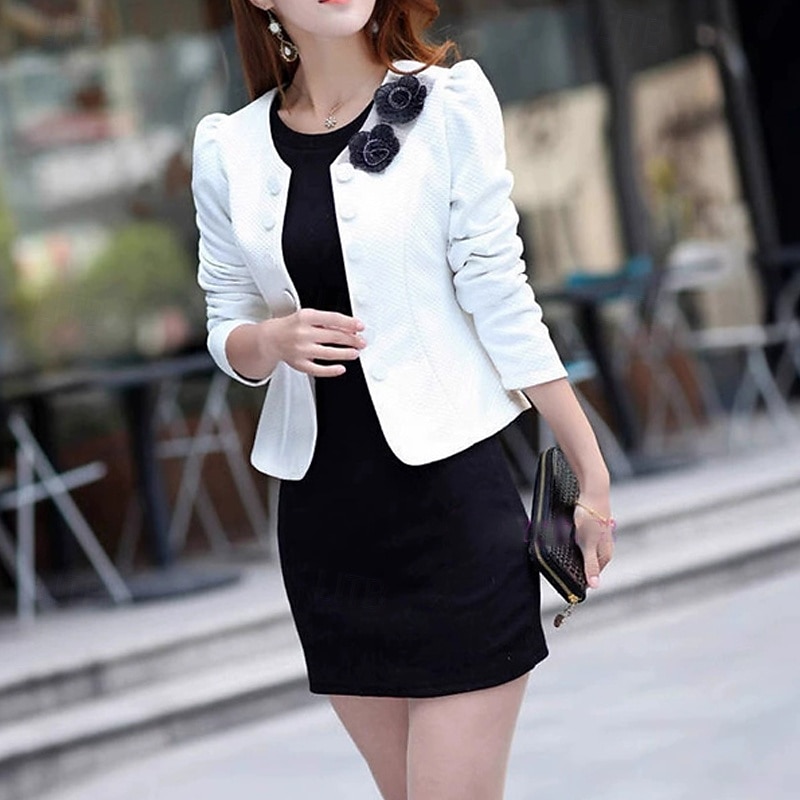 Mujer chaqueta Cómodo Botones Elegante Moda Exterior Plano Noche Casual Diario Fin de semana Cardigan Regular Cuello redondo Ajuste regular Manga Larga Ropa de calle Rosa Claro Negro Blanco Primavera 2026 - $22.99 –P5