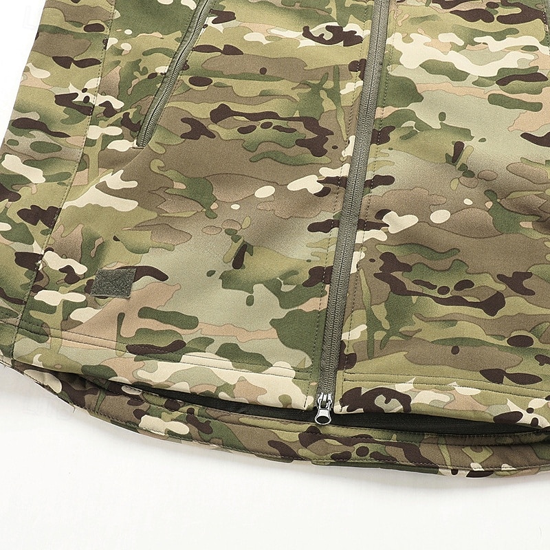 Herr Utomhusjacka Softshelljacka Vandringsjacka Semester Dagligen Vindtät Vattenfast Ficka Höst Vinter Kamuflasje Mode Klassisk Huva Normal Mörkgrå Svart Ljusgrön Blå Mörkgrön Jacka 2026 - $47.99 –P10