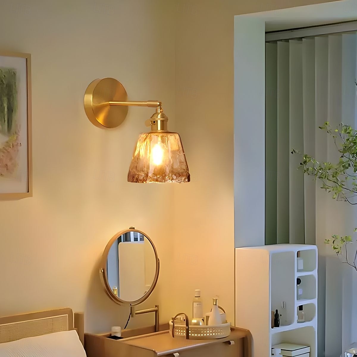 Apliques de pared de latón modernos, apliques minimalistas con pantalla de vidrio color té, lámparas de pared con ajuste de 90° hacia arriba y hacia abajo, 110-240 V 2026 - $102.97 –P13