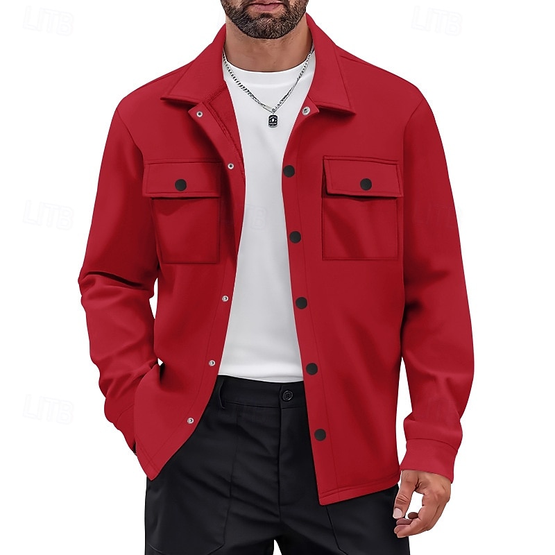 Per uomo Giacca Leggera Giacca Cargo Giacca Casual Vacanza Quotidiano Caldo Tasca Primavera Autunno Semplice Moda Classico Bavero Regolare Nero Rosso Cachi Grigio chiaro Grigio scuro Giacca del 2025 a $24.99 –P18