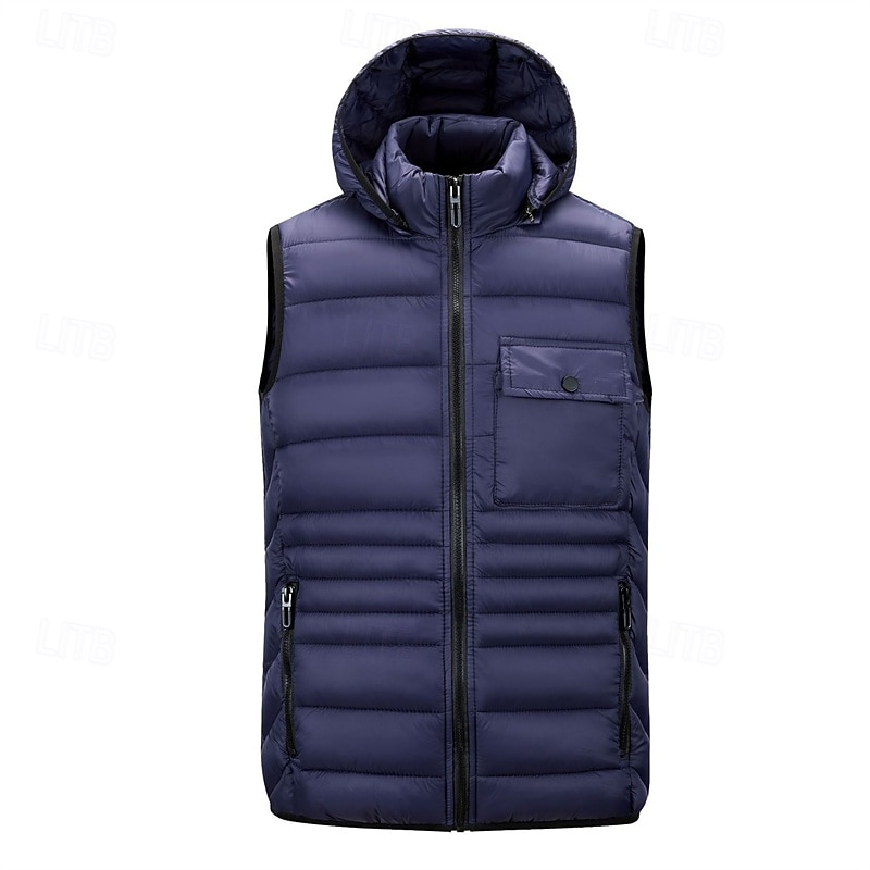 Herren Steppweste Weste Gilet Urlaub Täglich Date Mode Lässig Herbst Winter Tasche Nylon Warm Bequem Einfarbig Reisverschluss Mit Kapuze Normale Passform Schwarz Burgunderrot Armeegrün Dunkelblau 2025 - $44.99 –P11