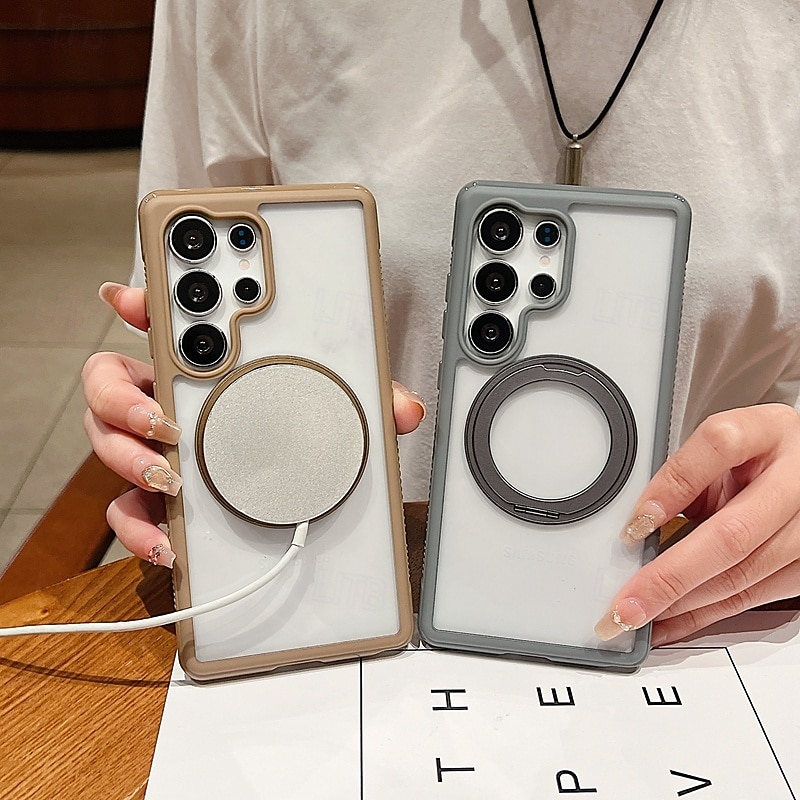 puhelin Etui Käyttötarkoitus Samsung Galaxy S25 Ultra Plus S25-reuna S24 Plus Takakuori Tukee langatonta latausta Tukijalka Iskunkestävä Retro TPU 2025 - $20.99 –P9