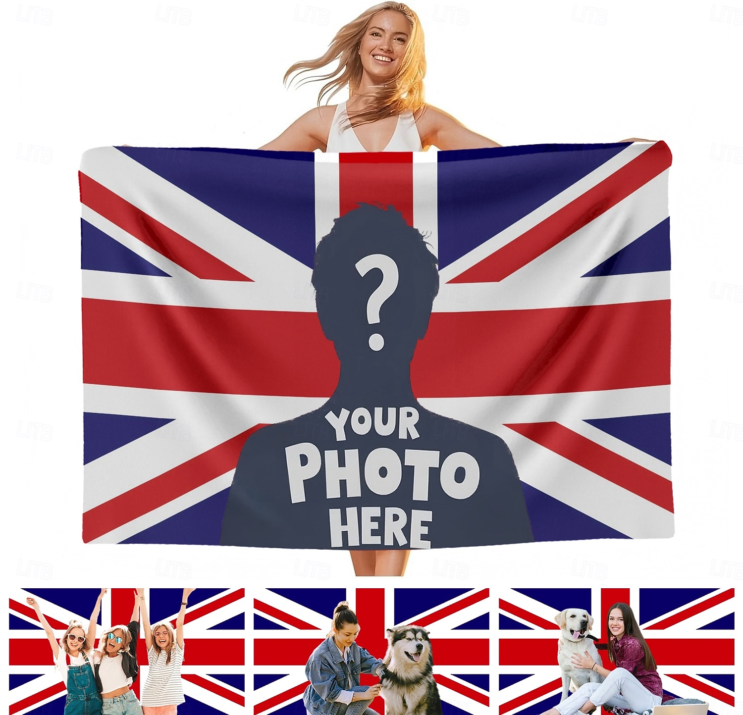 2026年 パーソナライズされたカスタマイズされたユニオンジャック英国旗の写真タペストリーポスター、自分のイメージをデザインして、自宅の装飾、クラブ、コンサート、バー、寮、リビングルーム、寝室の壁掛けに。  コレクション – $9.99 –P1