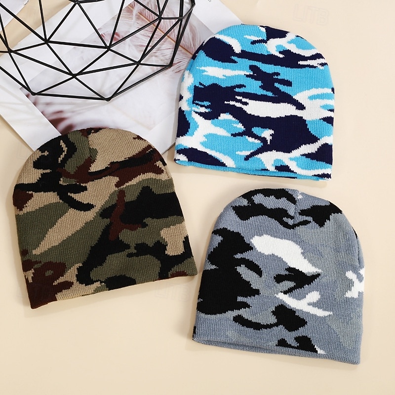 Voor heren Uniseks Muts Wintermutsen Beanies Gebreide muts Wintermuts blauw Leger Groen Katoen Jacquard Gebreid Knus Alledaagse kleding Uitgaan Camouflage Kleur Warm 2026 - $6.49 –P2