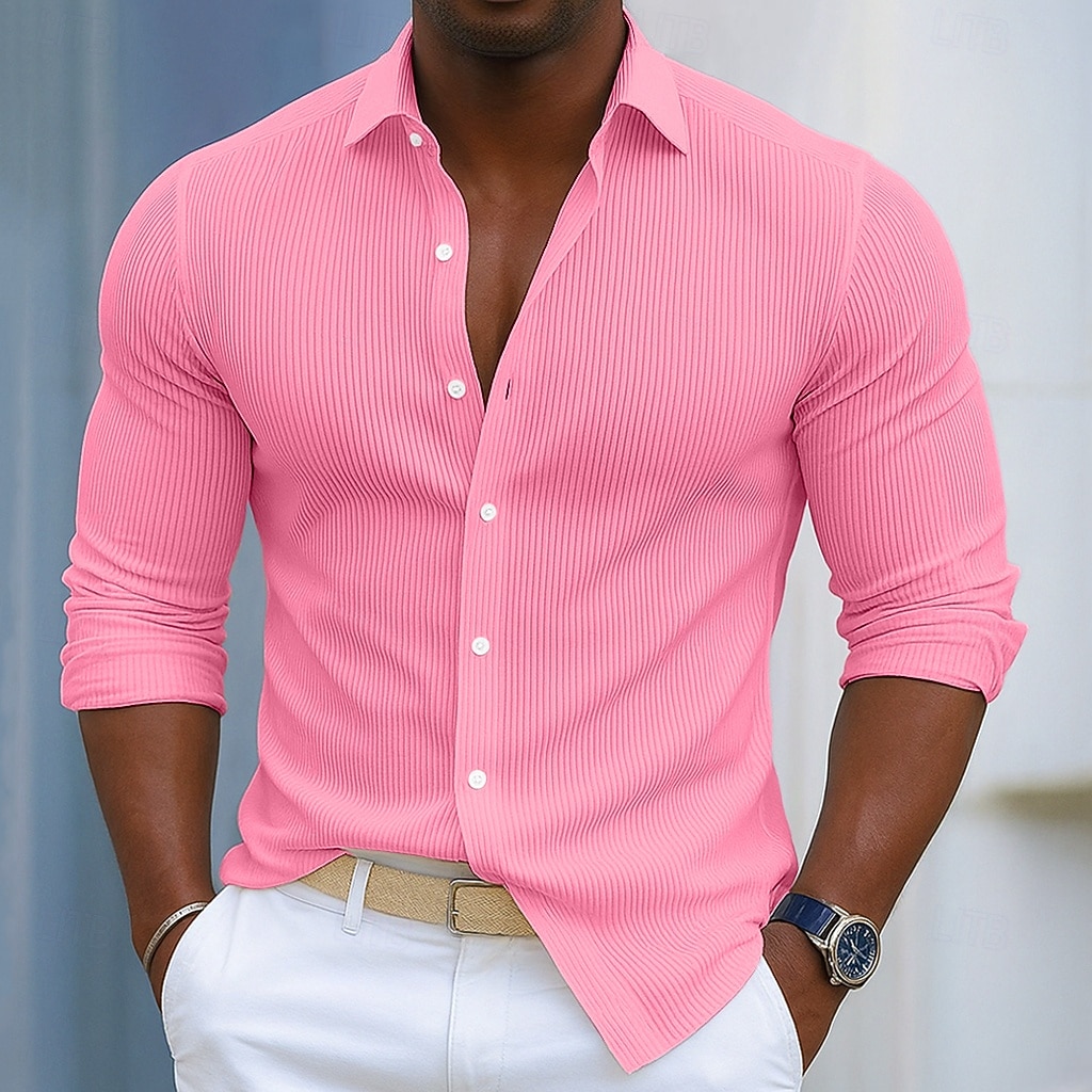 Per uomo Camicia Camicia di Velluto a Coste Camicia con Bottoni Bianco Rosa Blu Kaki Manica Lunga Semplice Collo ripiegato All'aperto Vacanza Bottonato Abbigliamento Moda Streetwear Classico Casual del 2025 a $23.99 –P1