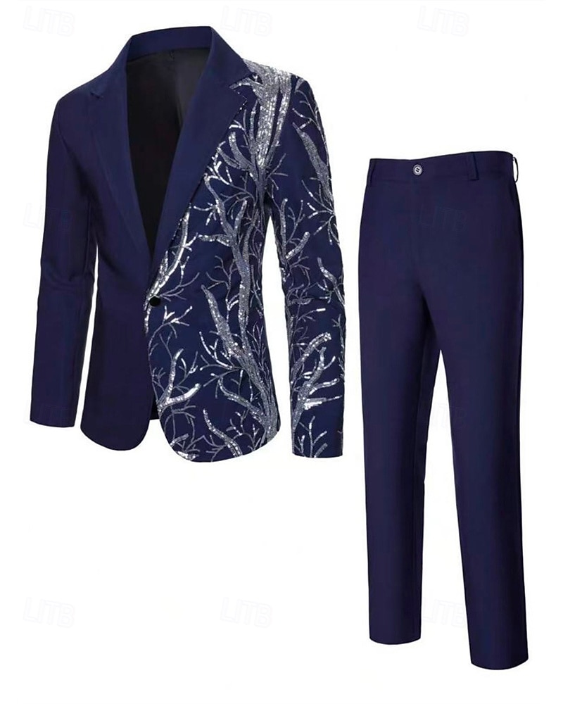 رجالي سترة الدعاوى عمل حفلة كوكتيل حفلة الزفاف 2 قطعتين موضة كاجوال الربيع الخريف بوليستر شجرة جيب Buttons مريح صدر فردي سترة رياضية أسود أبيض أحمر أزرق البحرية 2025 - $88.99 –P11